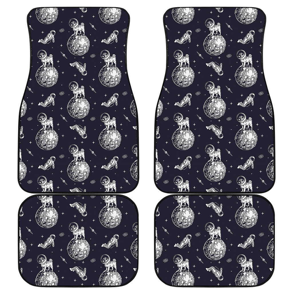 Astronaut Pug In Space Pattern Print Front and Back Car Floor Mats