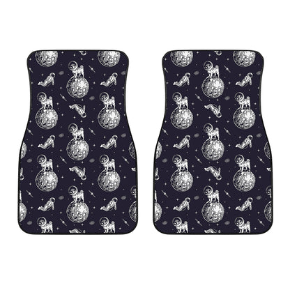 Astronaut Pug In Space Pattern Print Front Car Floor Mats