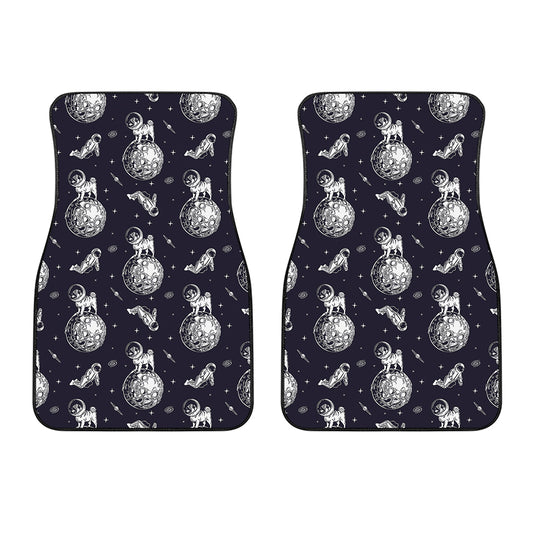 Astronaut Pug In Space Pattern Print Front Car Floor Mats