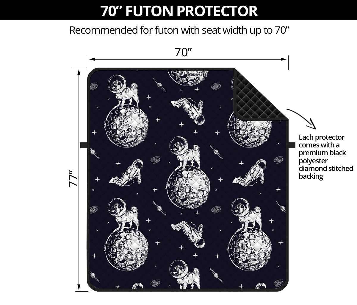 Astronaut Pug In Space Pattern Print Futon Protector