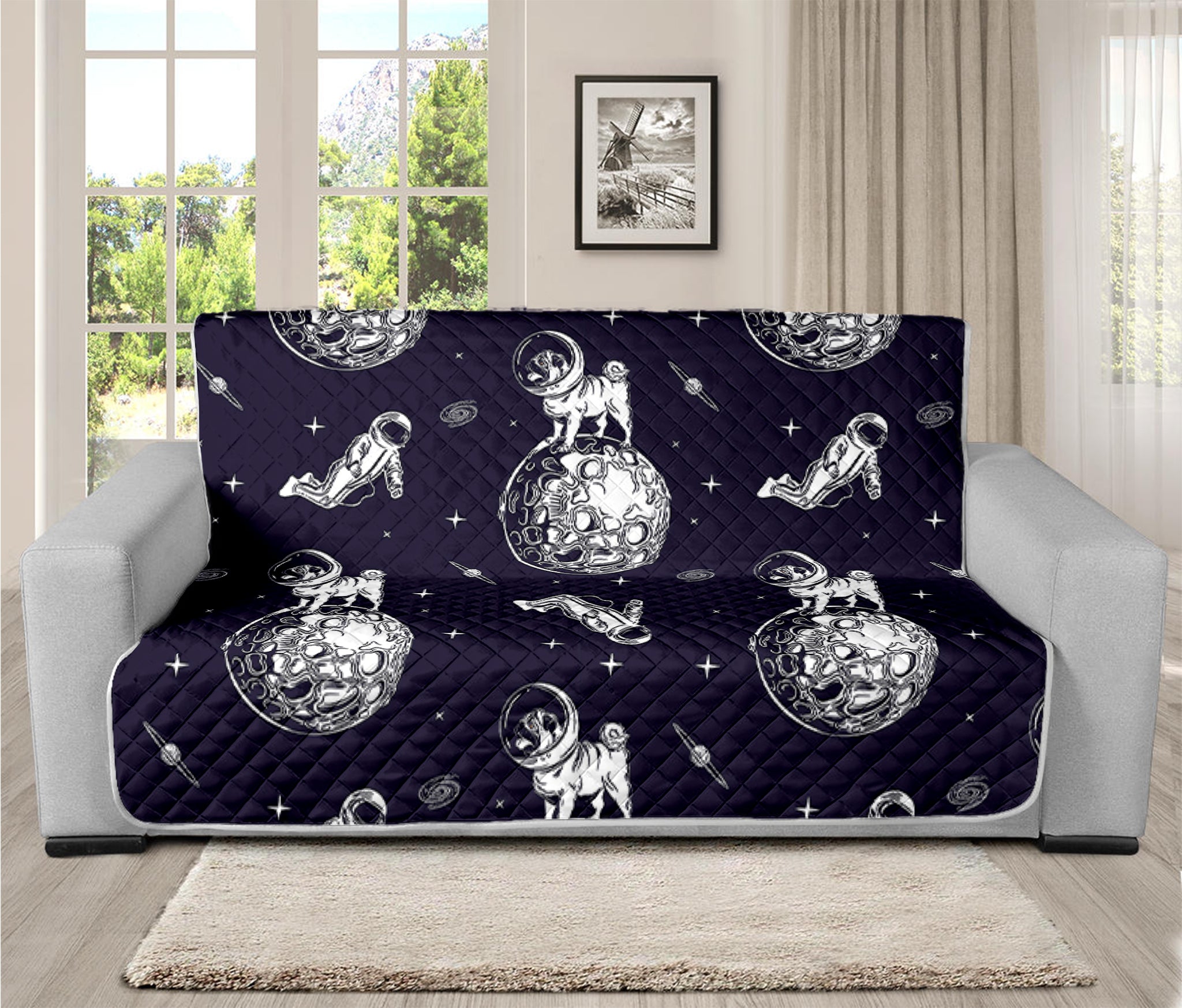 Astronaut Pug In Space Pattern Print Futon Protector