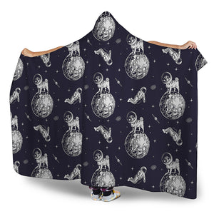 Astronaut Pug In Space Pattern Print Hooded Blanket