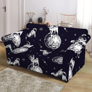 Astronaut Pug In Space Pattern Print Loveseat Slipcover