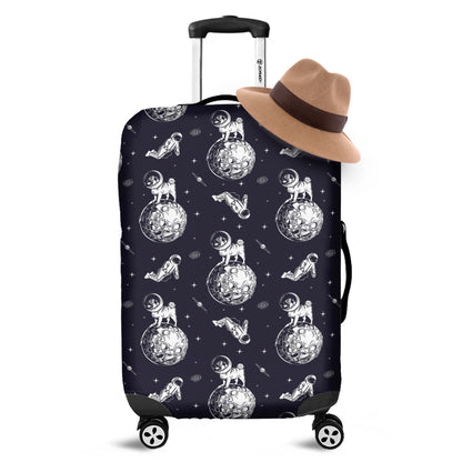 Astronaut Pug In Space Pattern Print Luggage Cover