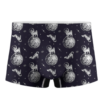Astronaut Pug In Space Pattern Print Men's Boxer Briefs