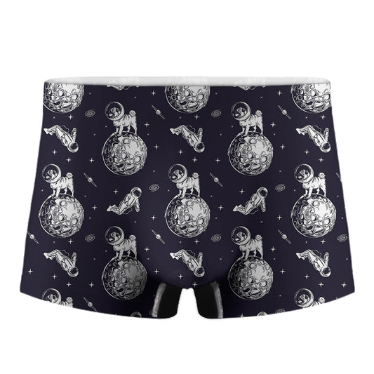 Astronaut Pug In Space Pattern Print Men's Boxer Briefs