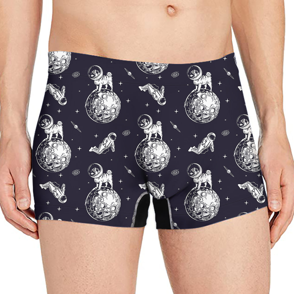 Astronaut Pug In Space Pattern Print Men's Boxer Briefs