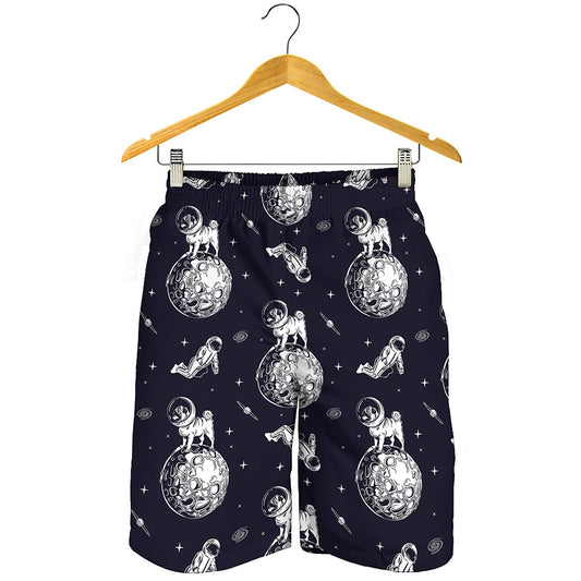 Astronaut Pug In Space Pattern Print Men's Shorts