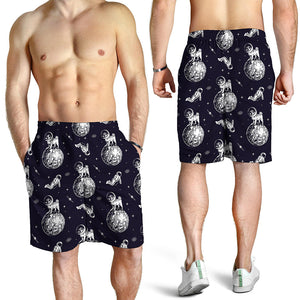 Astronaut Pug In Space Pattern Print Men's Shorts