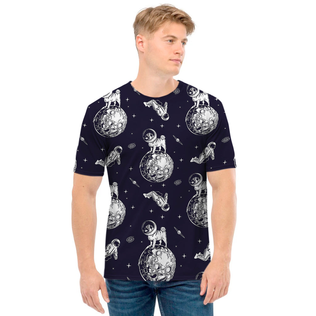 Astronaut Pug In Space Pattern Print Men's T-Shirt