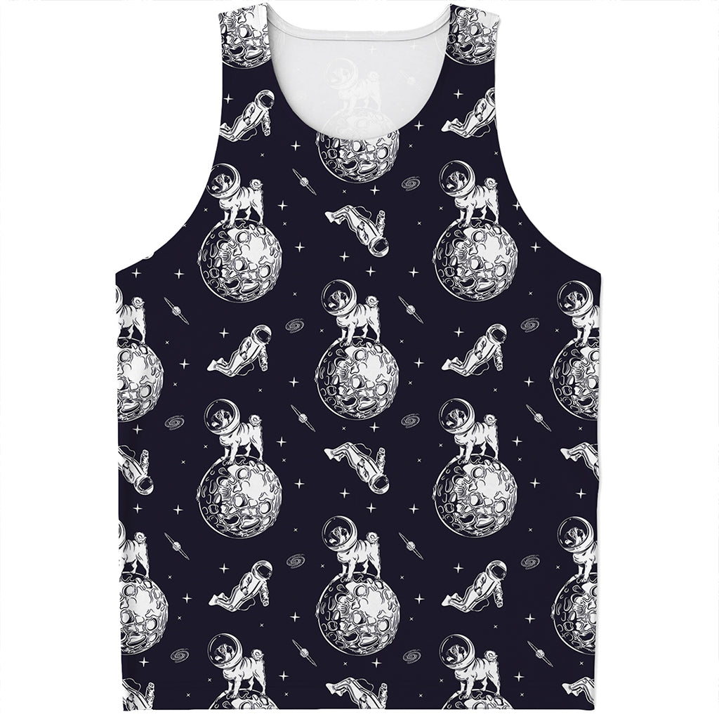 Astronaut Pug In Space Pattern Print Men's Tank Top