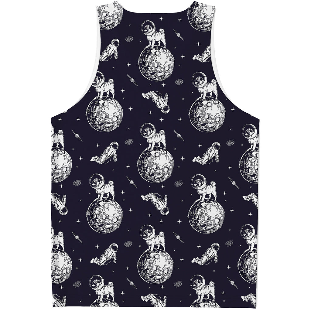 Astronaut Pug In Space Pattern Print Men's Tank Top