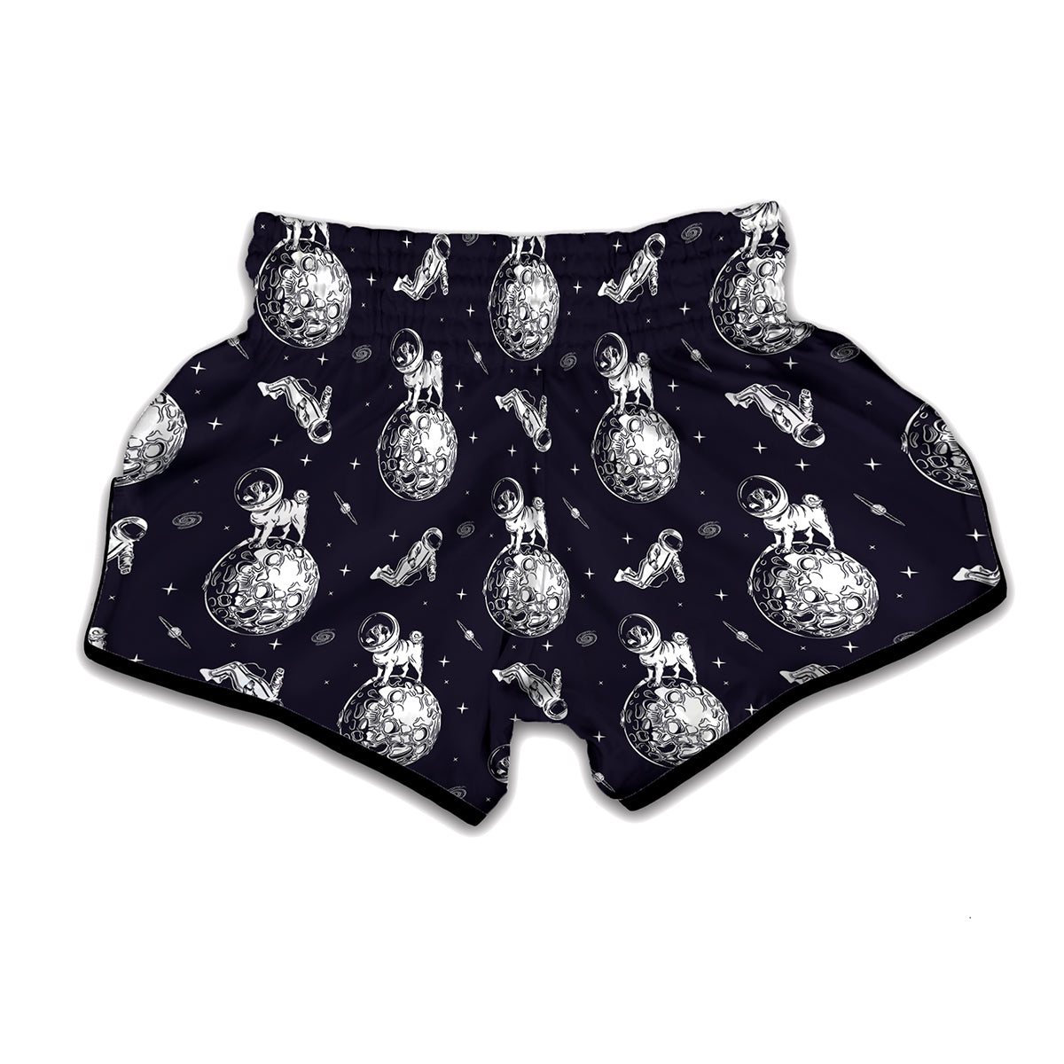 Astronaut Pug In Space Pattern Print Muay Thai Boxing Shorts