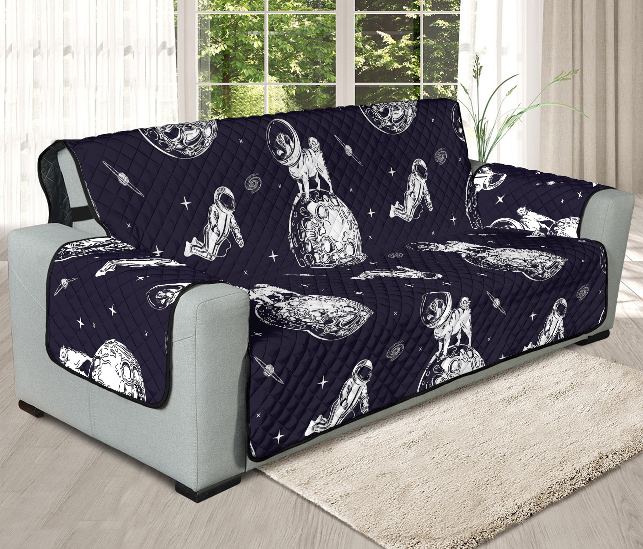 Astronaut Pug In Space Pattern Print Oversized Sofa Protector