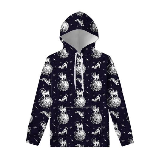 Astronaut Pug In Space Pattern Print Pullover Hoodie