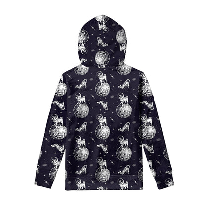 Astronaut Pug In Space Pattern Print Pullover Hoodie