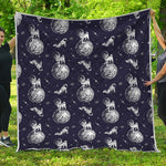 Astronaut Pug In Space Pattern Print Quilt