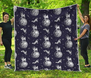 Astronaut Pug In Space Pattern Print Quilt