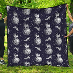 Astronaut Pug In Space Pattern Print Quilt