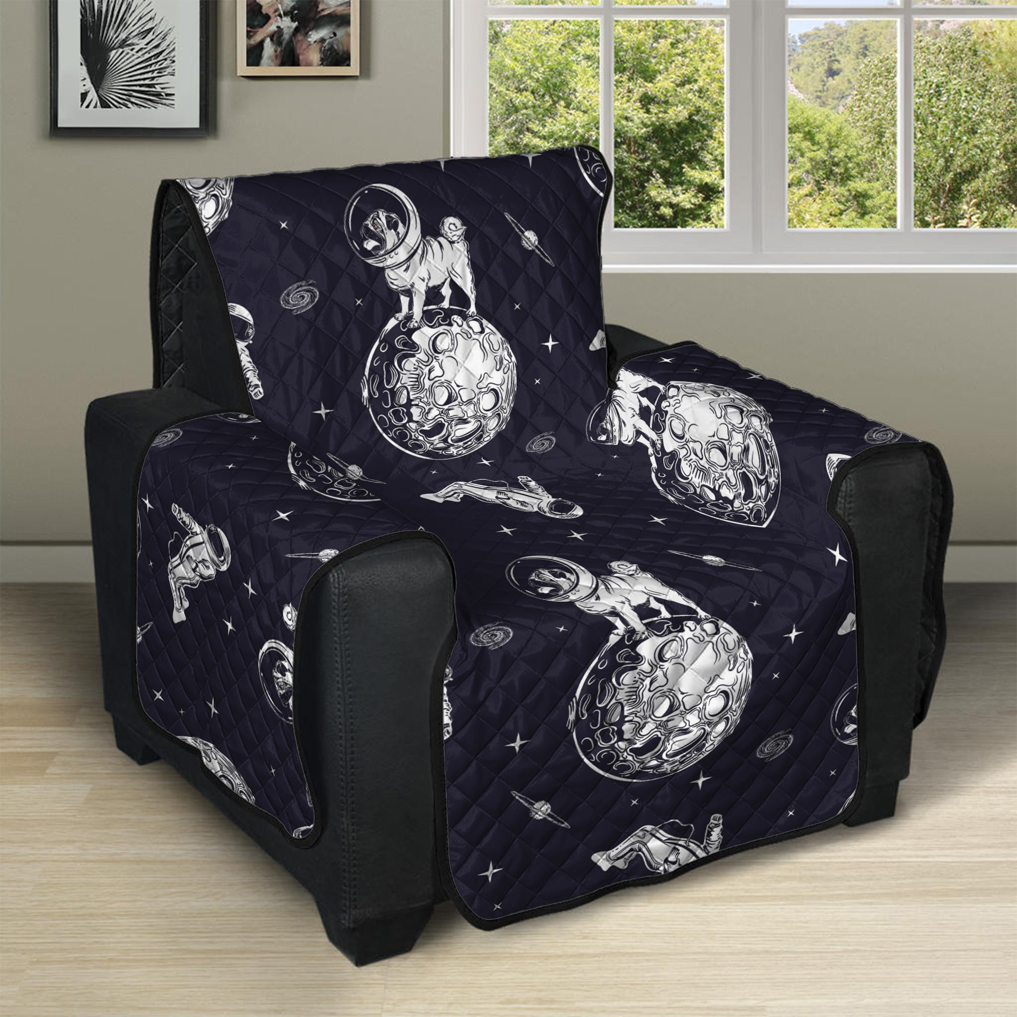 Astronaut Pug In Space Pattern Print Recliner Protector