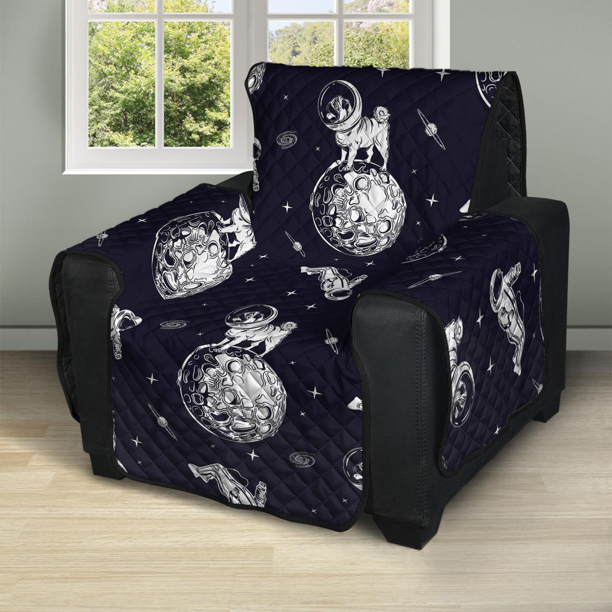 Astronaut Pug In Space Pattern Print Recliner Protector