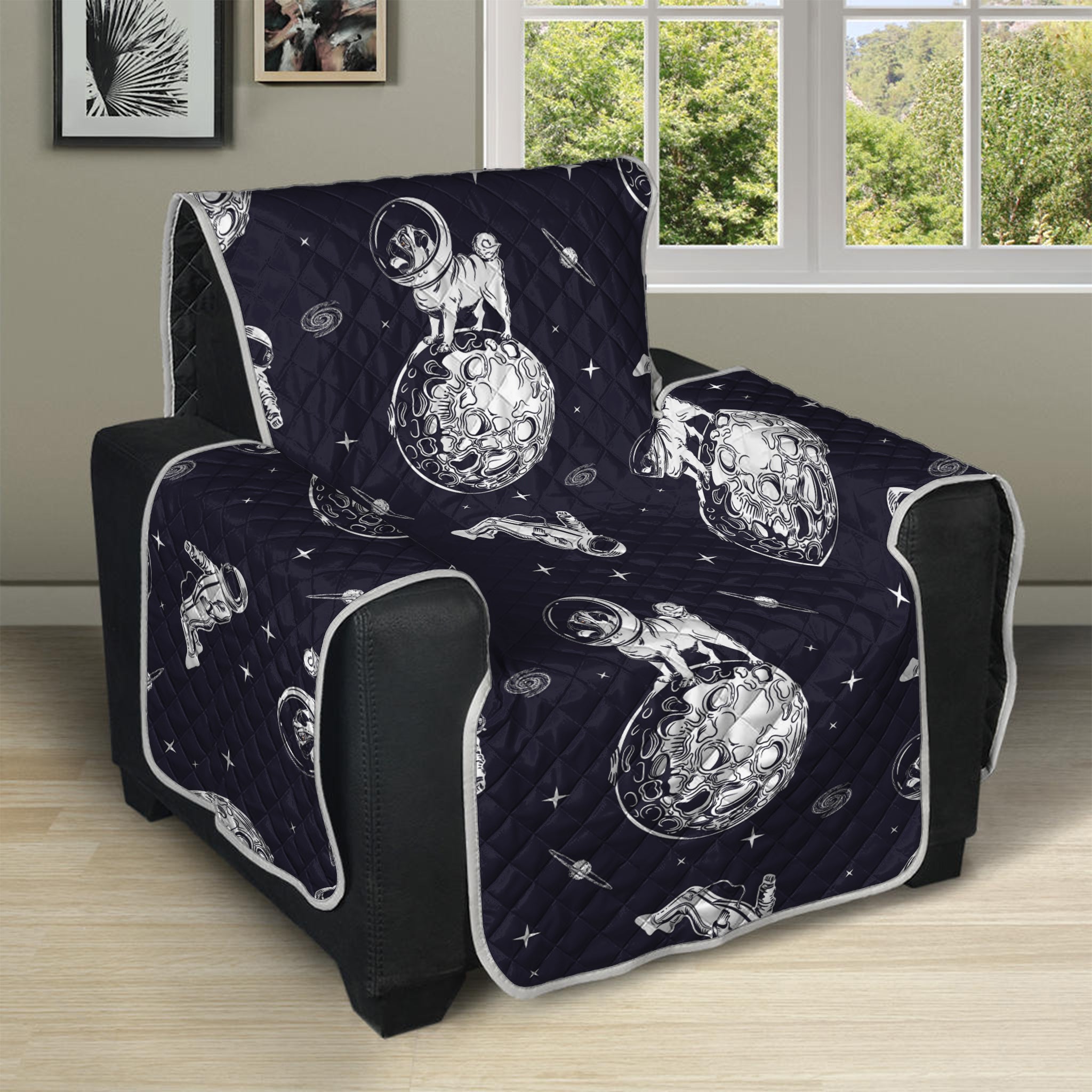 Astronaut Pug In Space Pattern Print Recliner Protector