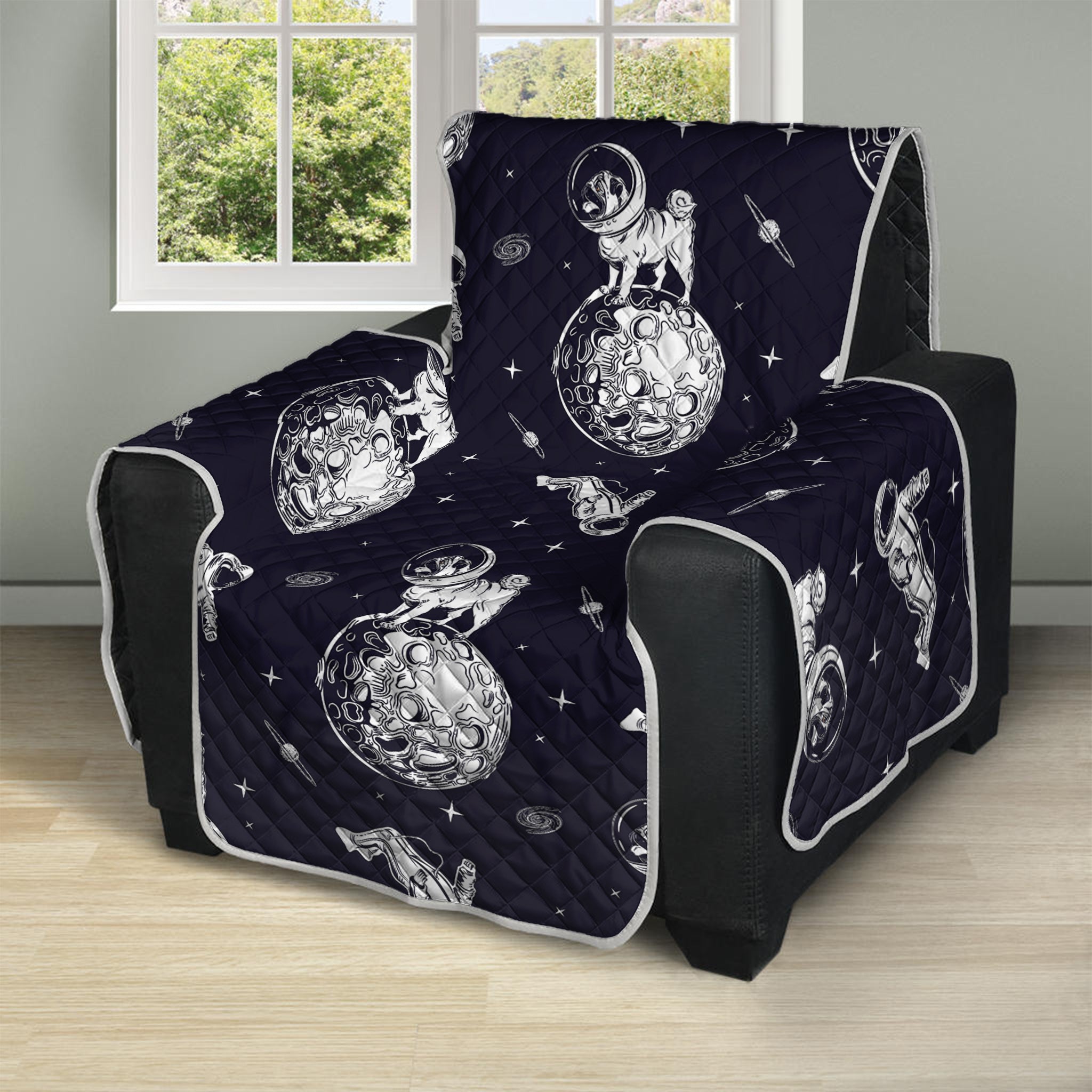 Astronaut Pug In Space Pattern Print Recliner Protector