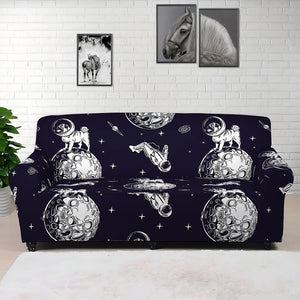 Astronaut Pug In Space Pattern Print Sofa Cover