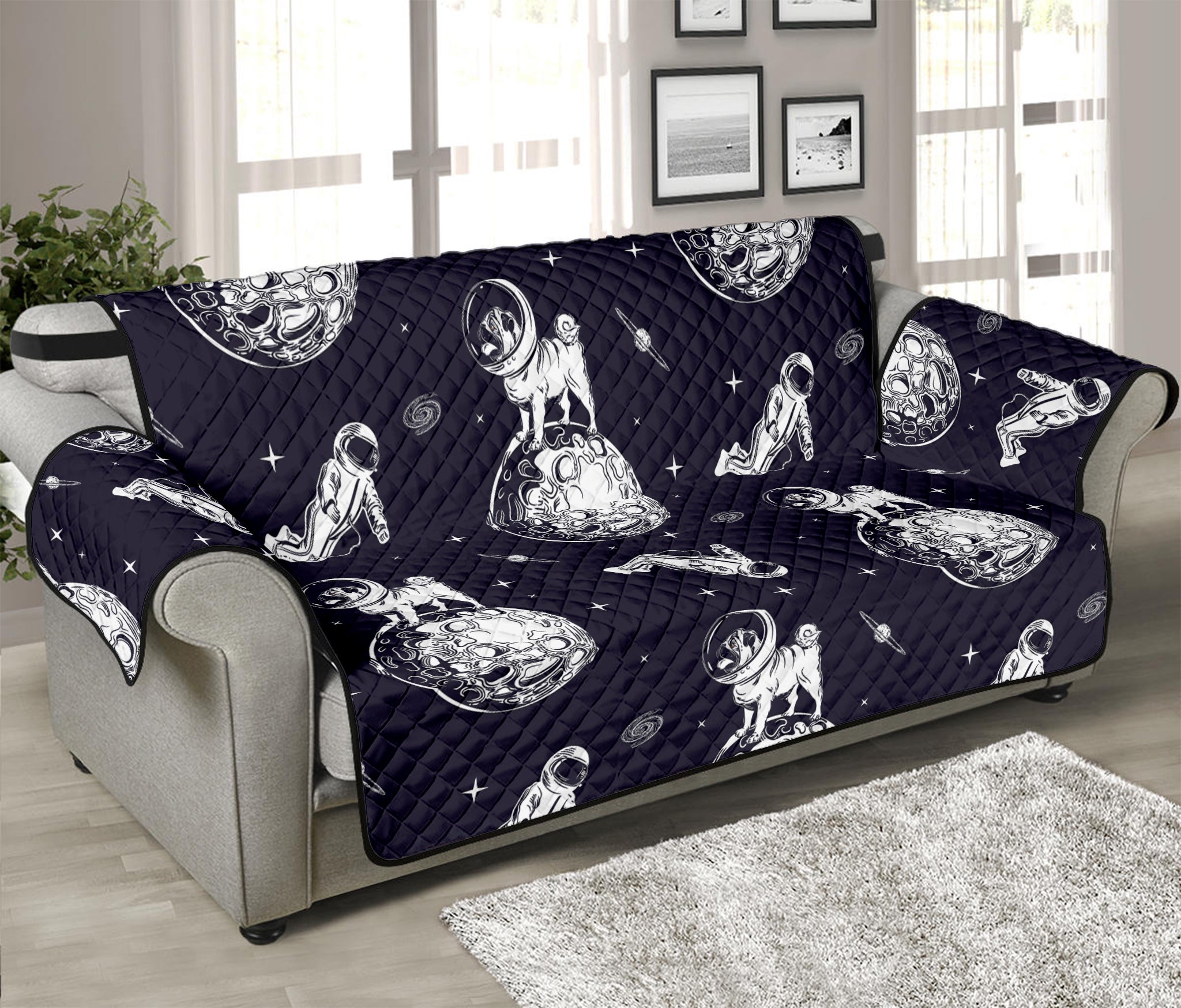 Astronaut Pug In Space Pattern Print Sofa Protector