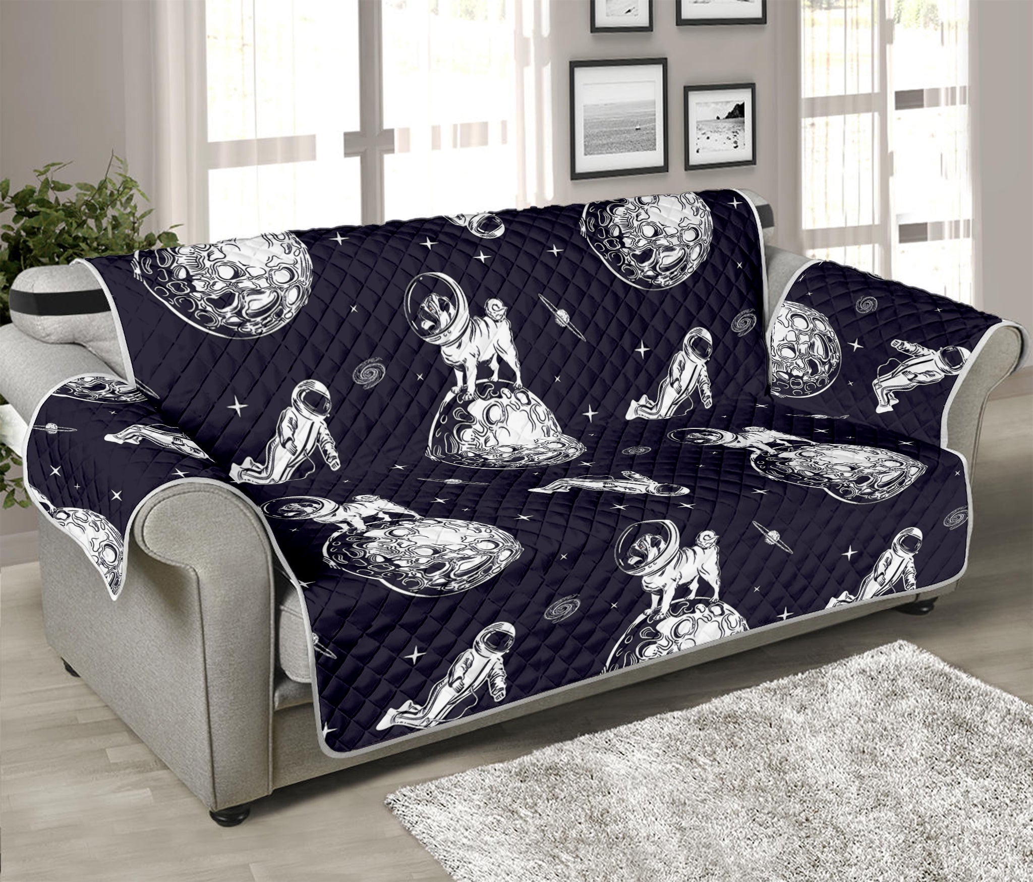 Astronaut Pug In Space Pattern Print Sofa Protector