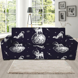 Astronaut Pug In Space Pattern Print Sofa Slipcover