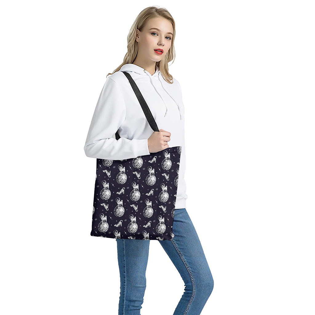 Astronaut Pug In Space Pattern Print Tote Bag