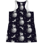 Astronaut Pug In Space Pattern Print Women's Racerback Tank Top