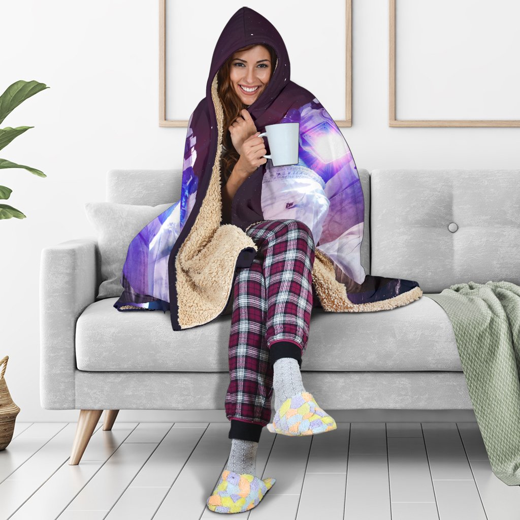 Astronaut Space Cat Print Hooded Blanket GearFrost