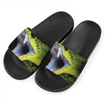 Atheris Nitschei Snake Print Black Slide Sandals