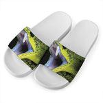 Atheris Nitschei Snake Print White Slide Sandals