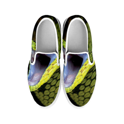 Atheris Nitschei Snake Print White Slip On Shoes