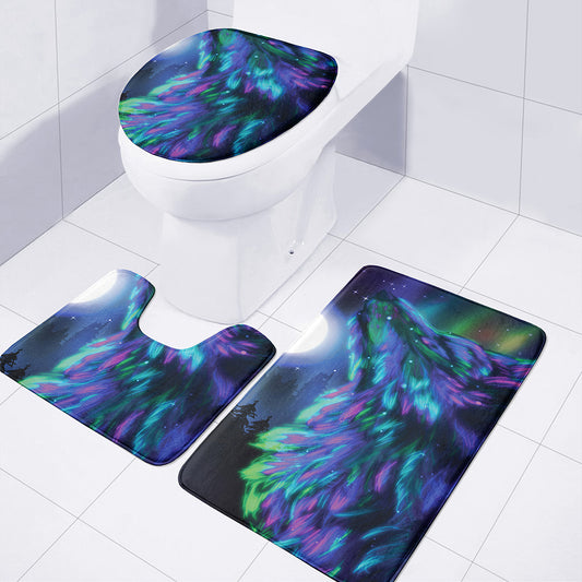 Aurora Howling Wolf Spirit Print 3 Piece Bath Mat Set