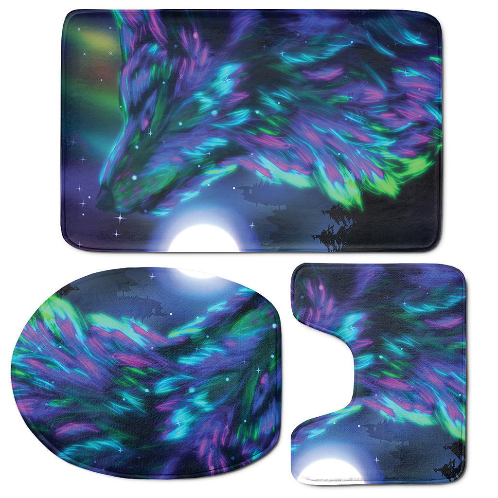 Aurora Howling Wolf Spirit Print 3 Piece Bath Mat Set