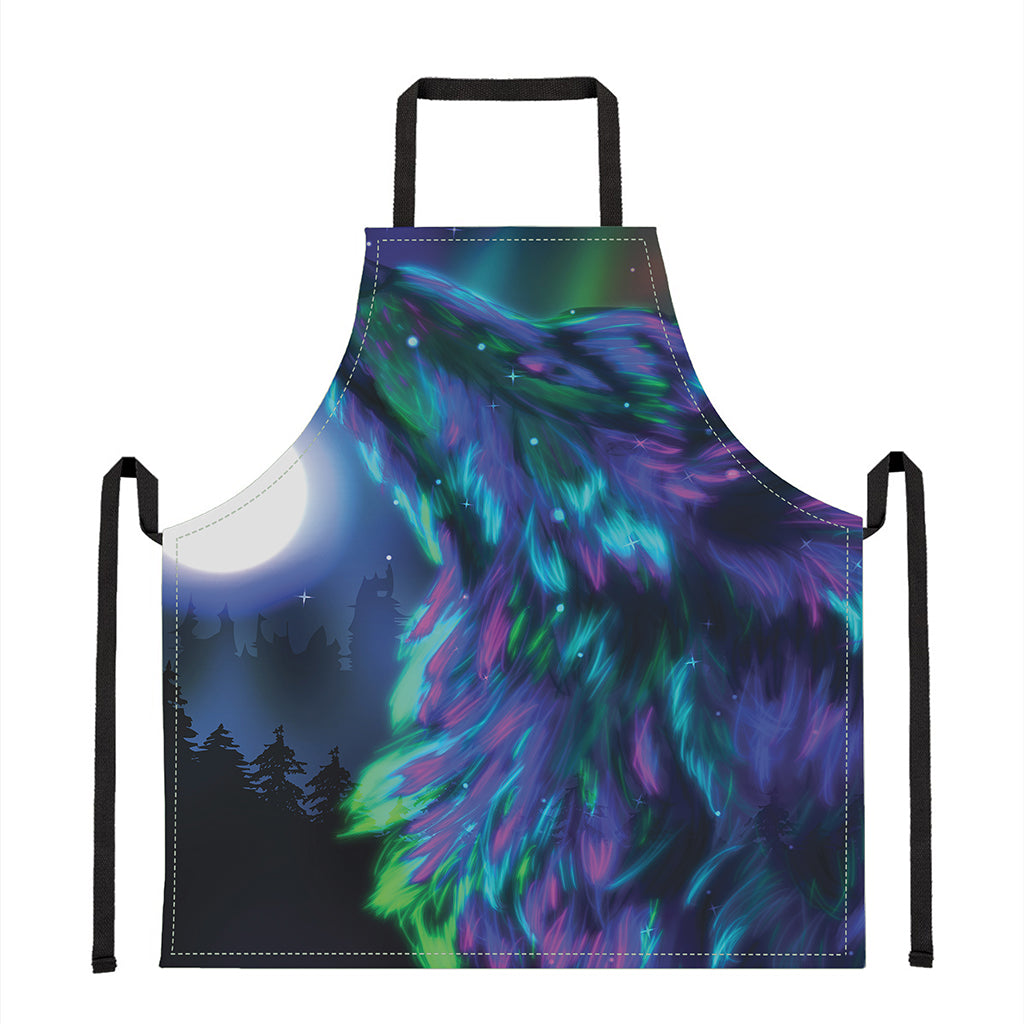 Aurora Howling Wolf Spirit Print Apron