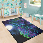 Aurora Howling Wolf Spirit Print Area Rug