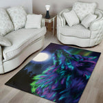 Aurora Howling Wolf Spirit Print Area Rug