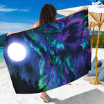 Aurora Howling Wolf Spirit Print Beach Sarong Wrap
