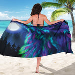 Aurora Howling Wolf Spirit Print Beach Sarong Wrap