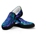 Aurora Howling Wolf Spirit Print Black Slip On Sneakers
