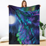 Aurora Howling Wolf Spirit Print Blanket