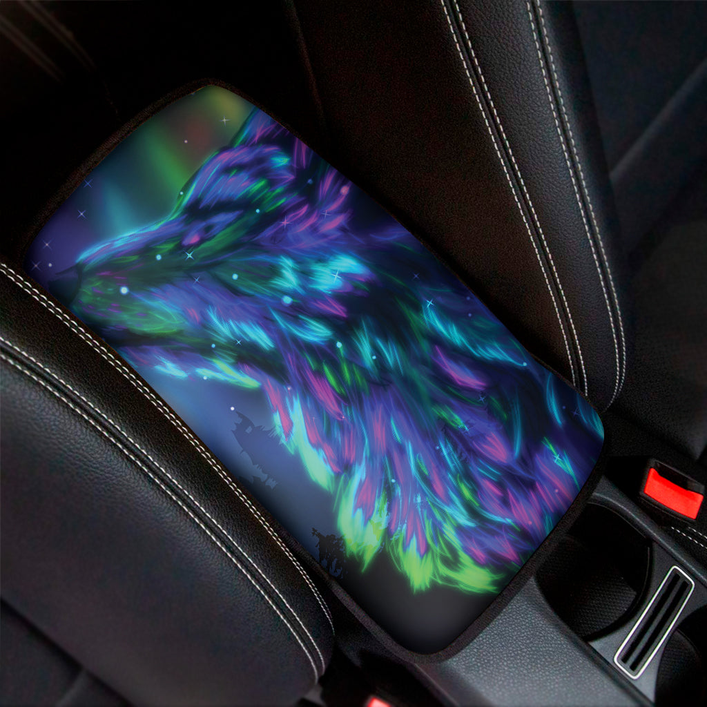 Aurora Howling Wolf Spirit Print Car Center Console Cover