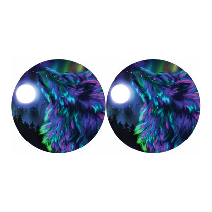 Aurora Howling Wolf Spirit Print Car Coasters