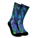 Aurora Howling Wolf Spirit Print Crew Socks