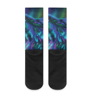 Aurora Howling Wolf Spirit Print Crew Socks